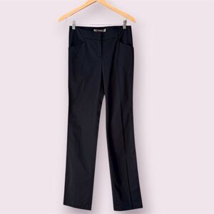 MANGO MOMENTS Black Sateen Tuxedo-Style Straight Leg Dress Pants